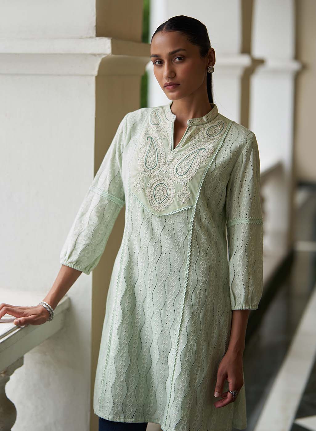 High-neck-style-kurti - A Colorful Riot